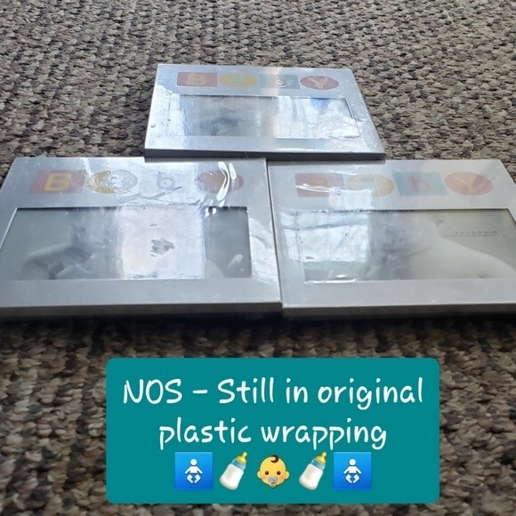 Baby Spell Out Photo Frames Pastel Basic Shapes Blocks Circles Triplets Lot of 3 - Picture 3 of 6